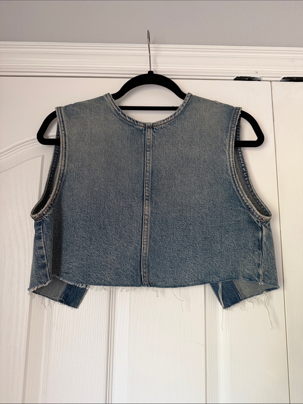Denim Crop Vest - Blue Sleeveless Women’s Top